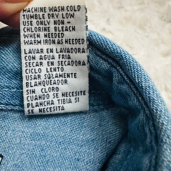 Andrew's Jeans Womens Cotton Denim Embellished Glitter Sleeveless Button Top M - Picture 7 of 10